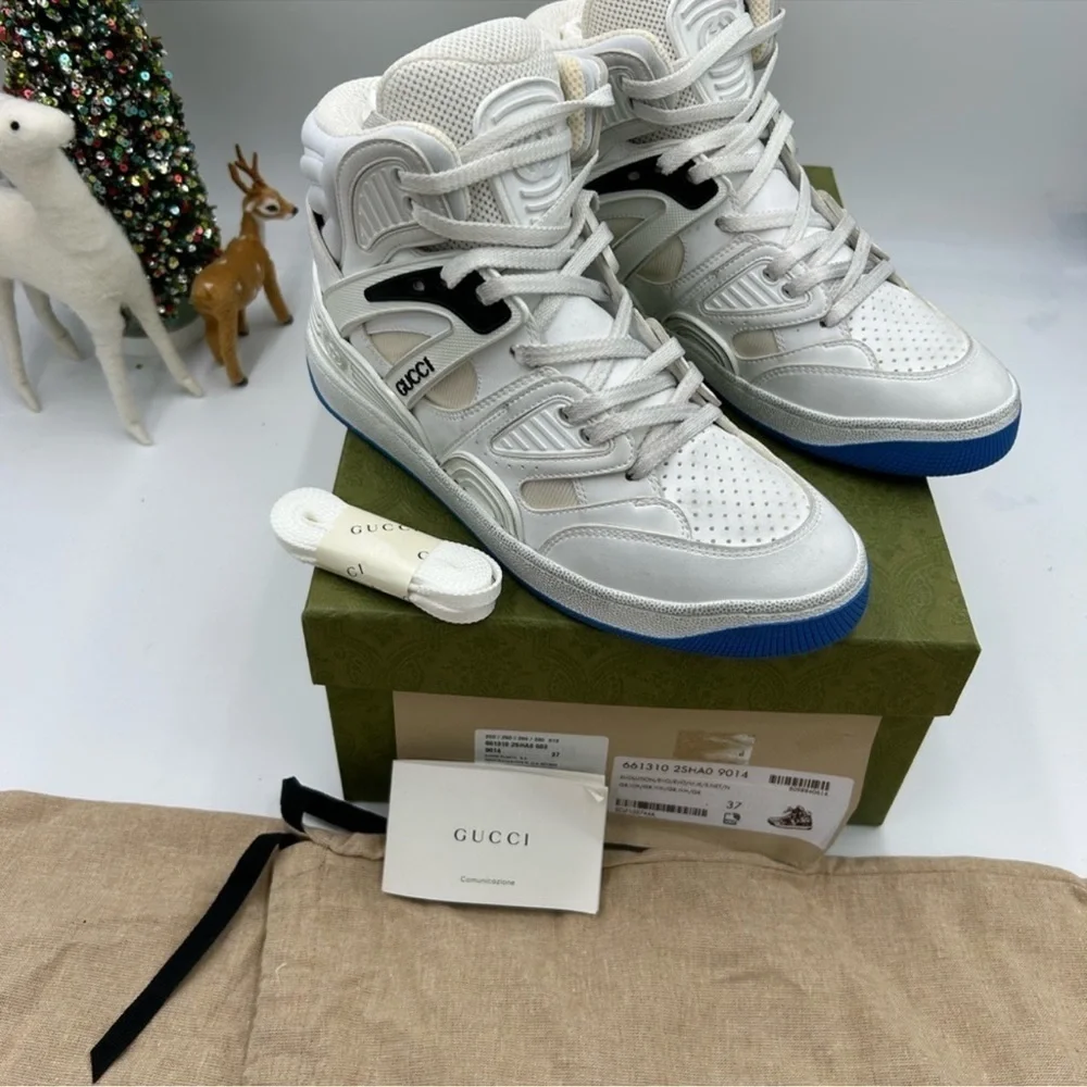 Women’s Gucci basket high top sneakers size 37 made in Italy - Picture 2 of 10